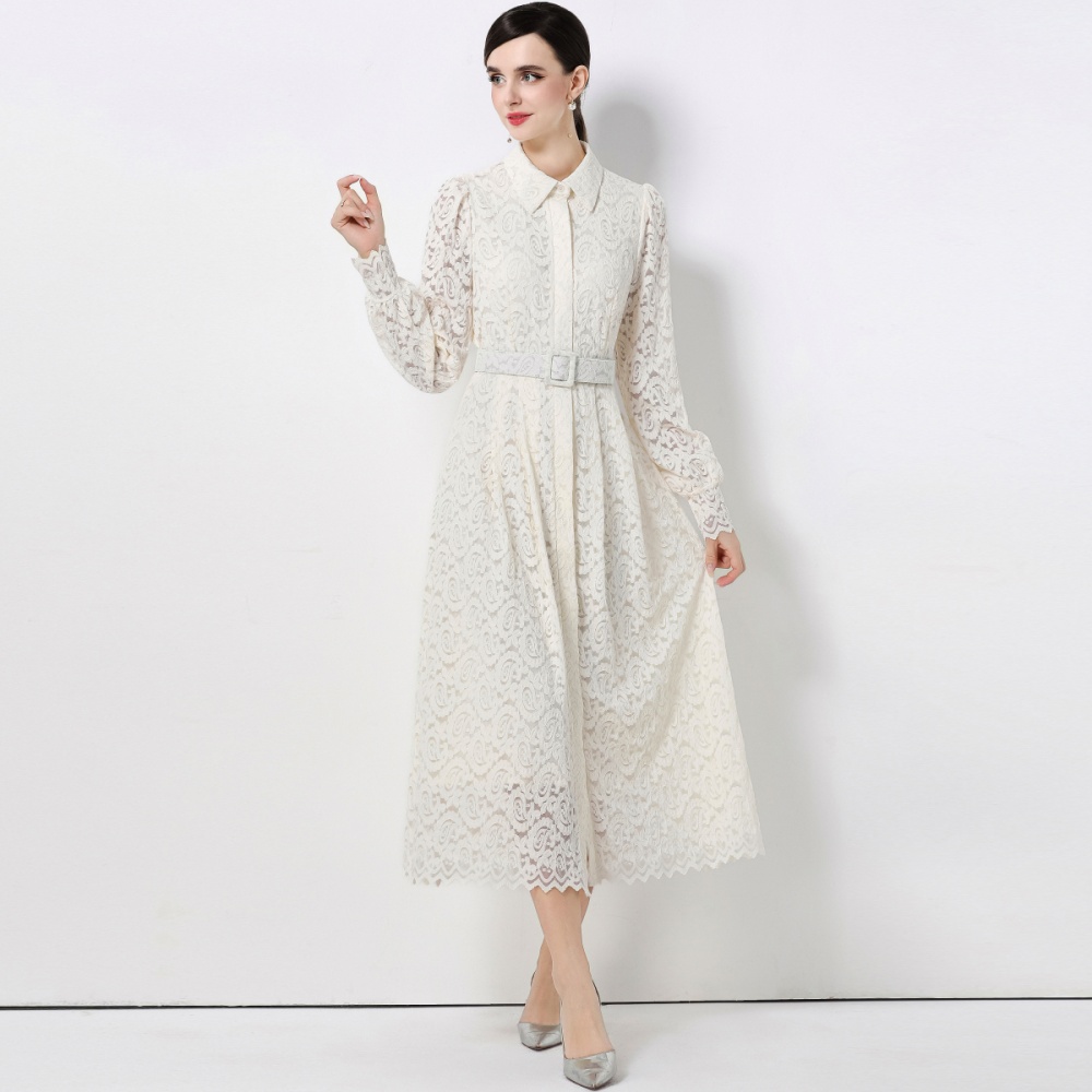 Slim temperament dress hollow long dress for women