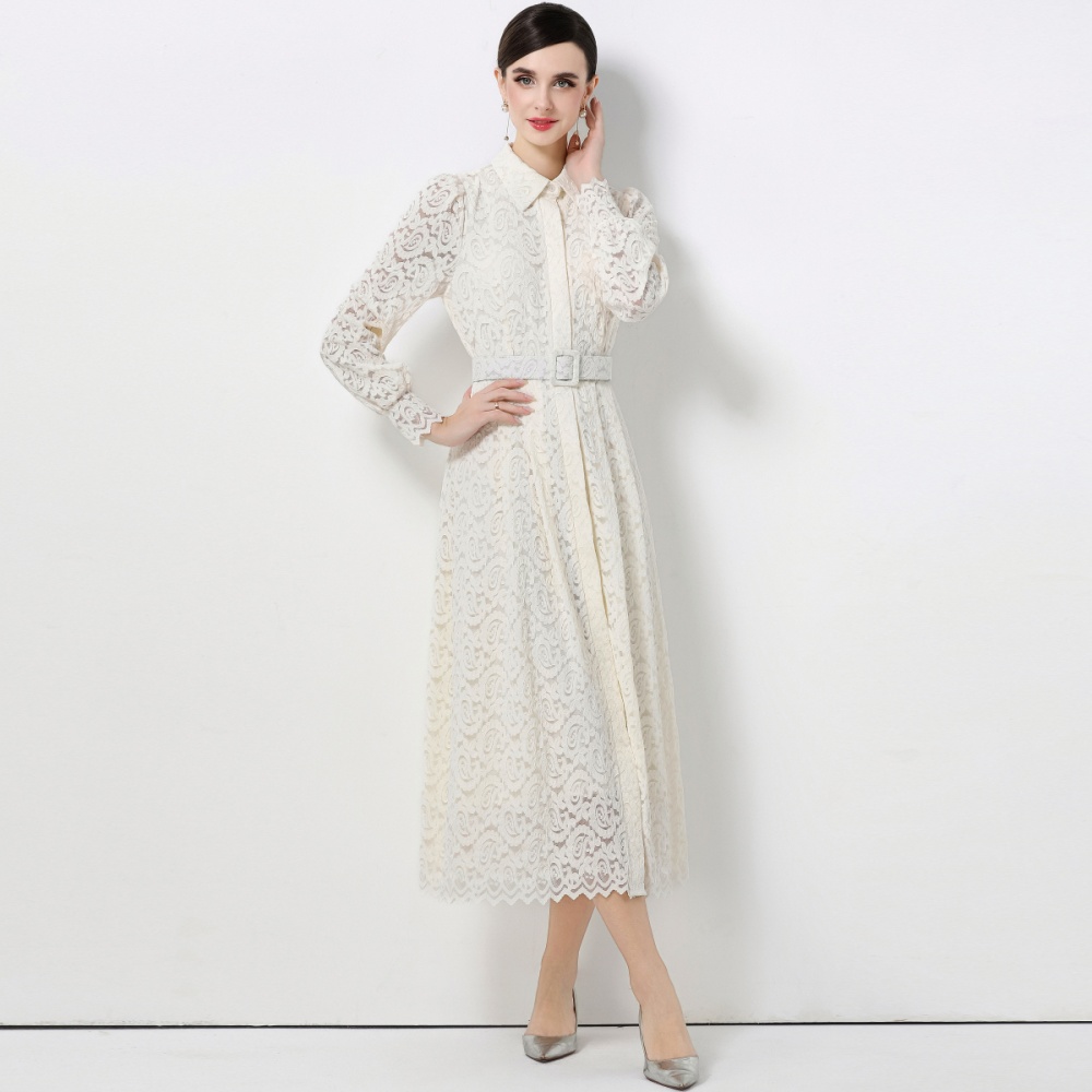 Slim temperament dress hollow long dress for women