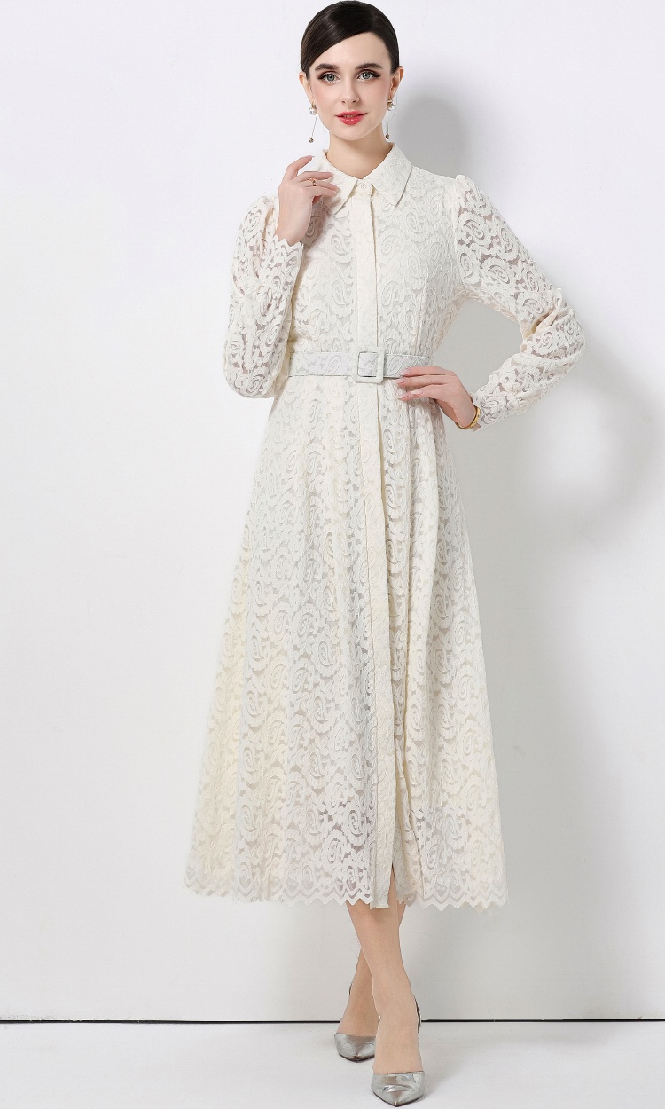 Slim temperament dress hollow long dress for women