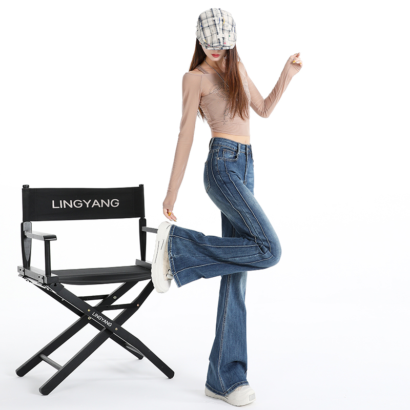 Micro speaker flare pants jeans for women