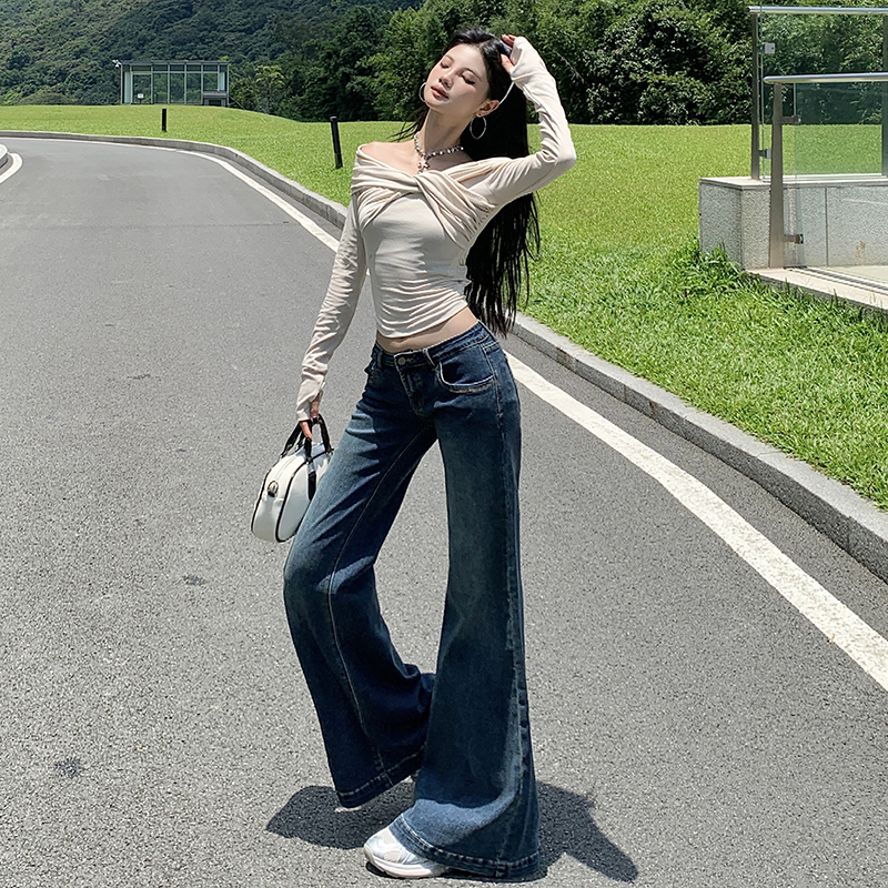 Classic elasticity jeans all-match long pants for women