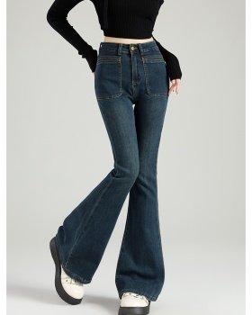 High waist slim jeans speaker mopping long pants for women