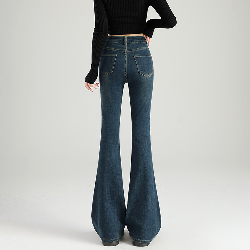 High waist slim jeans speaker mopping long pants for women