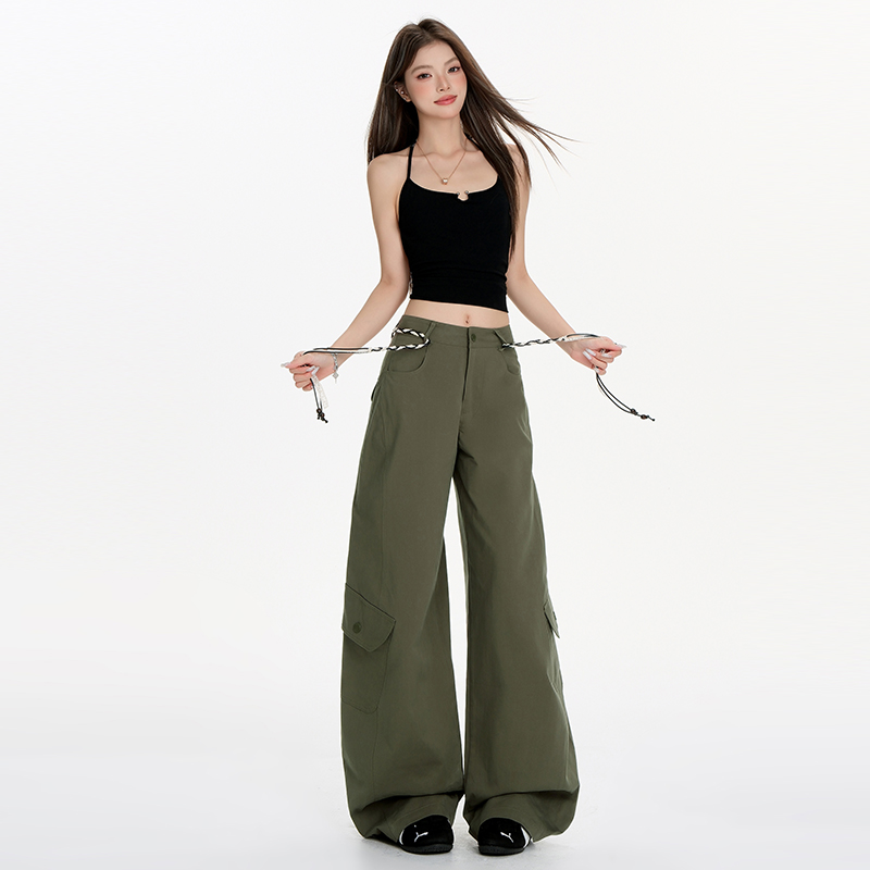 American style pants high waist wide leg pants for women