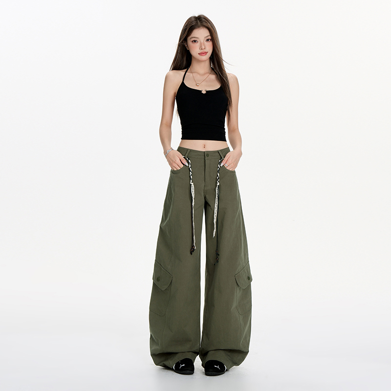 American style pants high waist wide leg pants for women
