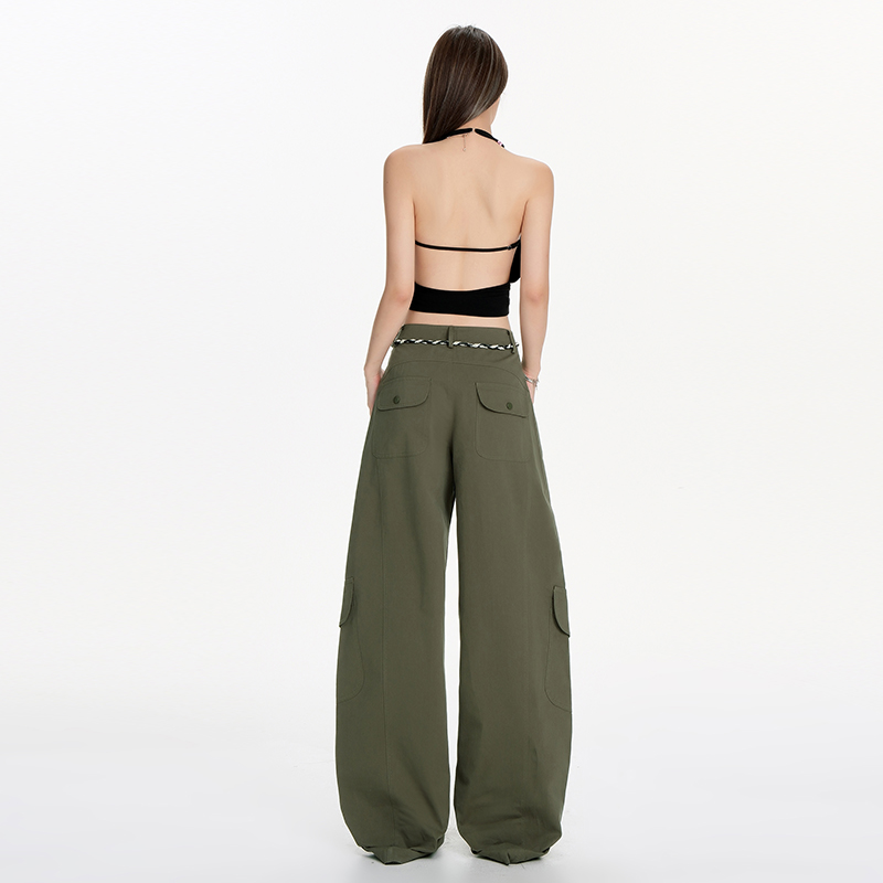 American style pants high waist wide leg pants for women