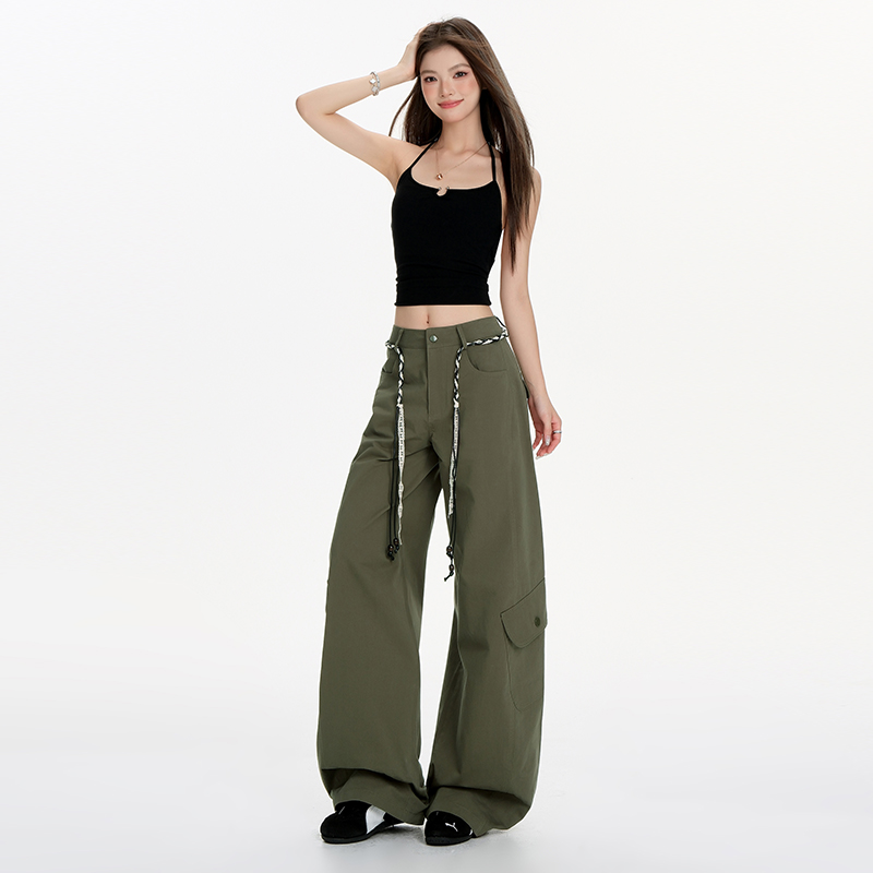 American style pants high waist wide leg pants for women
