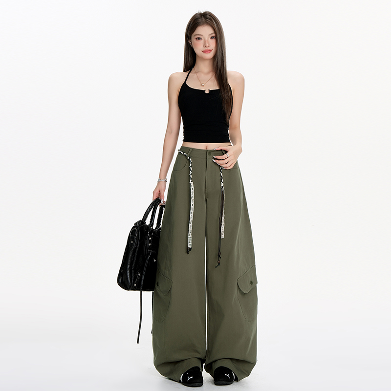 American style pants high waist wide leg pants for women