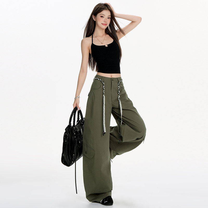 American style pants high waist wide leg pants for women