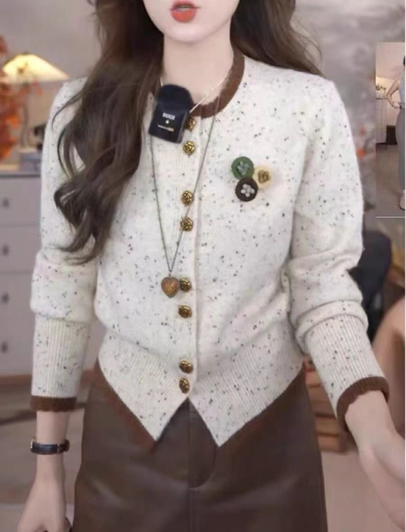 Knitted long sleeve sweater chanelstyle autumn tops for women