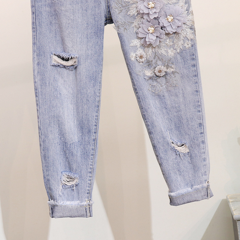 Short sleeve jeans stereoscopic T-shirt a set for women