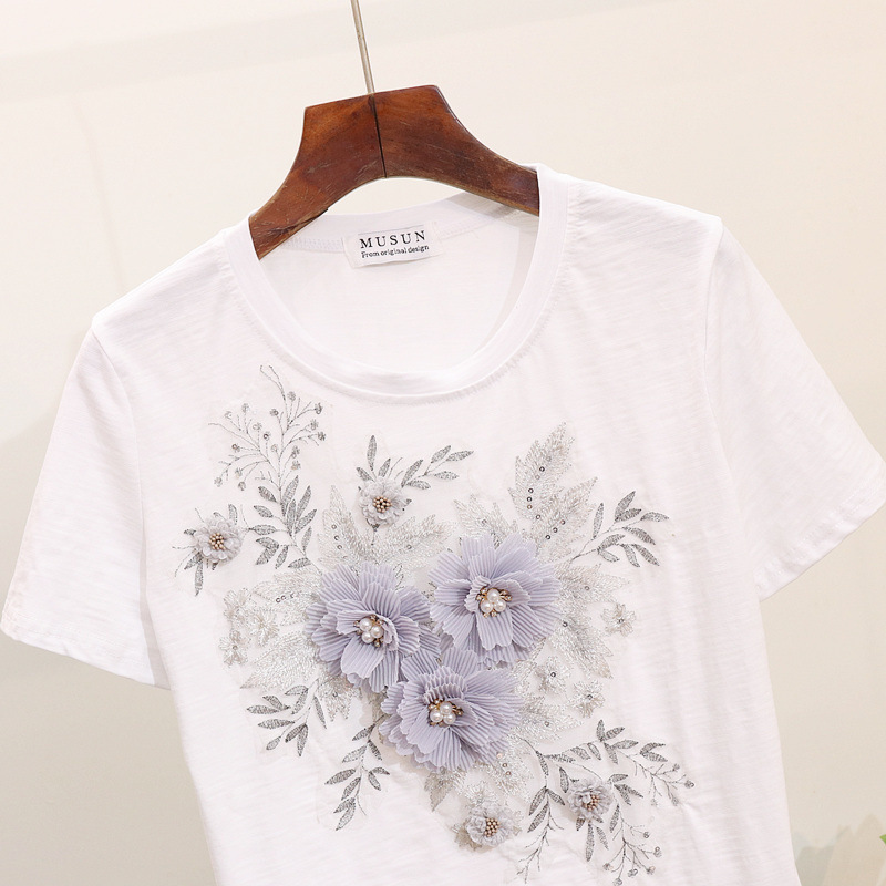 Short sleeve jeans stereoscopic T-shirt a set for women