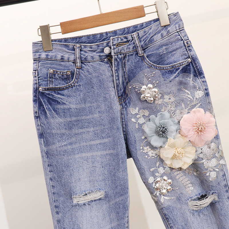 Fashion jeans nine tenths T-shirt a set for women