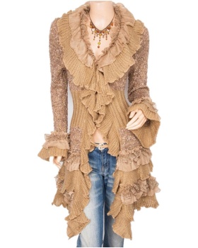 Trumpet sleeves lace coat cardigans sweater for women