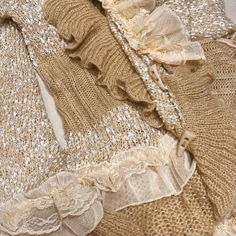 Trumpet sleeves lace coat cardigans sweater for women