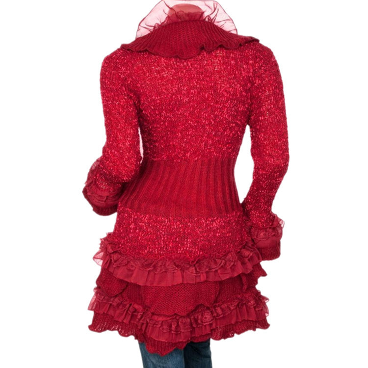 Trumpet sleeves lace coat cardigans sweater for women