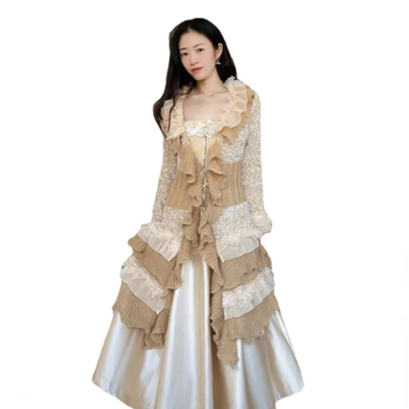 Trumpet sleeves lace coat cardigans sweater for women