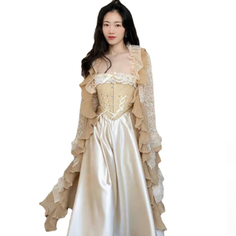 Trumpet sleeves lace coat cardigans sweater for women