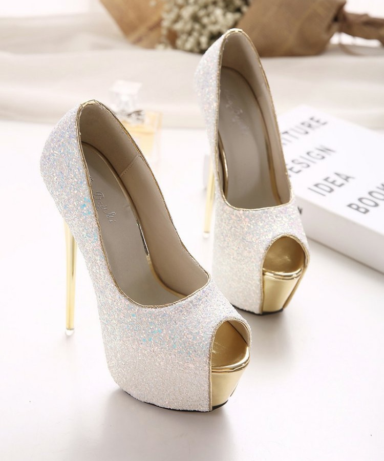 Sequins banquet stilettos very high sandals for women