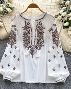 Round neck autumn Casual tops frenum loose shirt