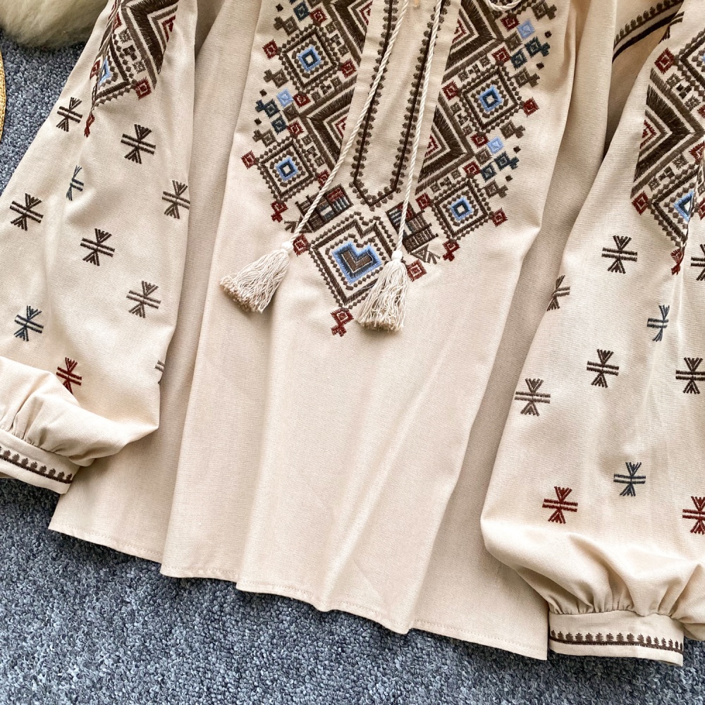 Round neck autumn Casual tops frenum loose shirt