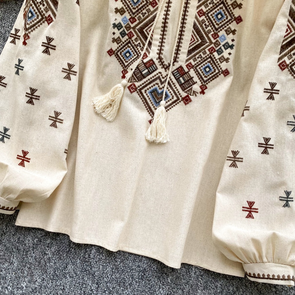 Round neck autumn Casual tops frenum loose shirt