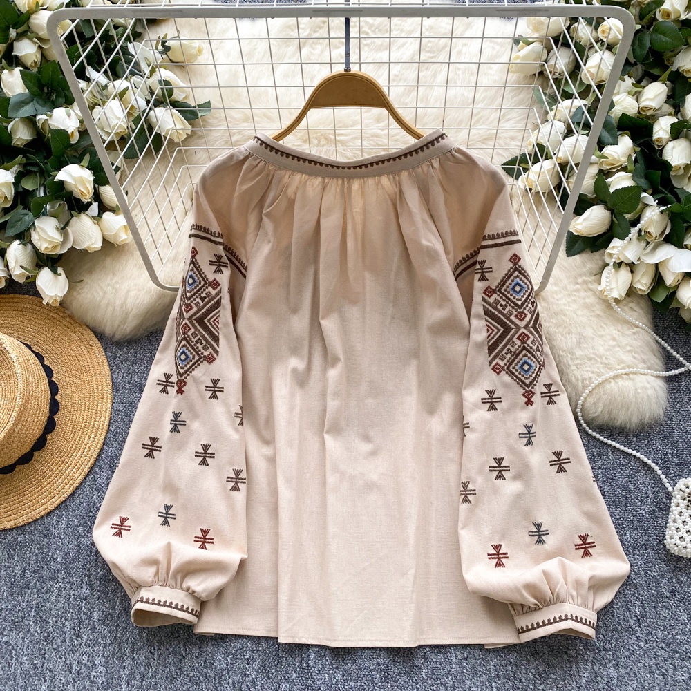 Round neck autumn Casual tops frenum loose shirt