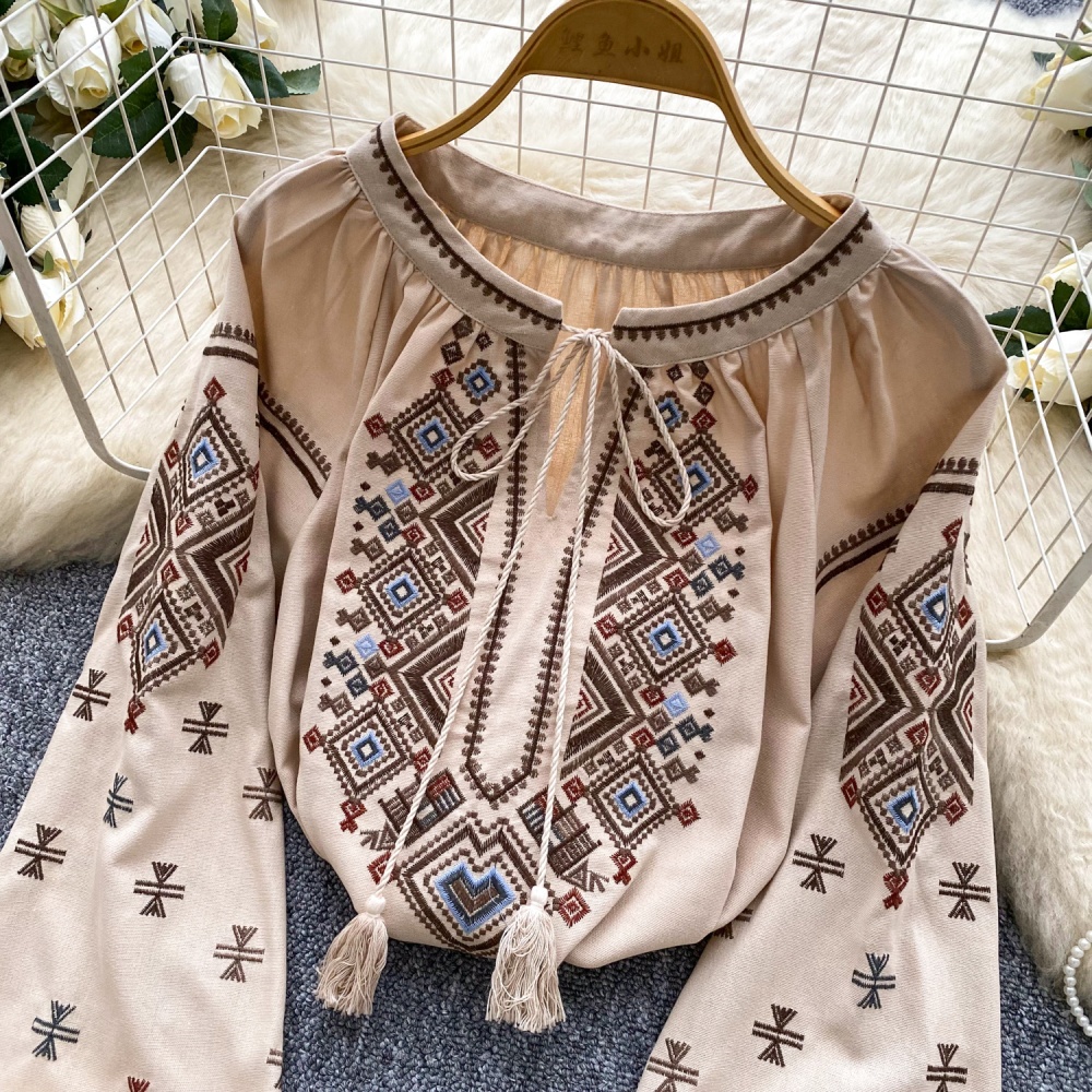 Round neck autumn Casual tops frenum loose shirt