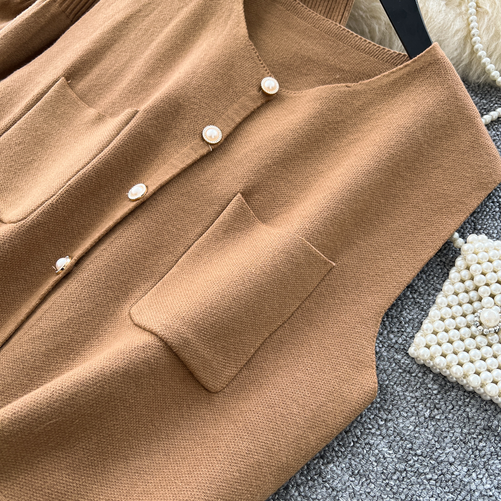 Inside the ride coat knitted dress 2pcs set for women