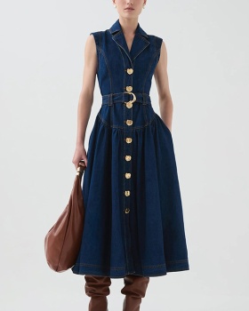 Fashion frenum dress sleeveless long dress for women