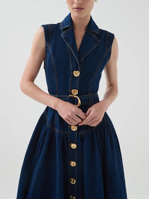 Fashion frenum dress sleeveless long dress for women