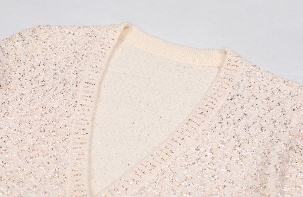 Spring and autumn European style coat V-neck cardigan