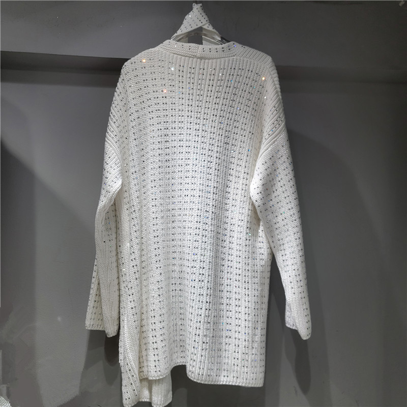 Long sleeve rhinestone sweater lazy fashion coat
