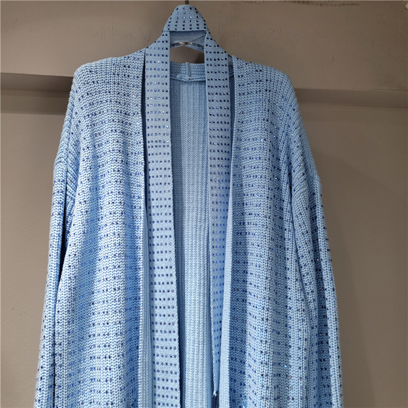 Long sleeve rhinestone sweater lazy fashion coat