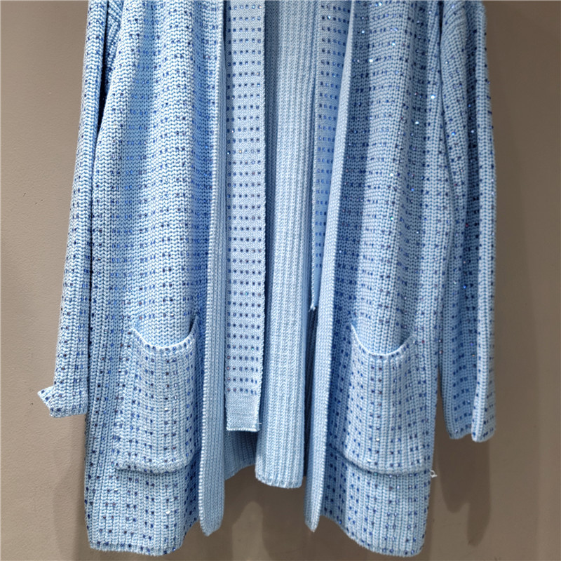 Long sleeve rhinestone sweater lazy fashion coat