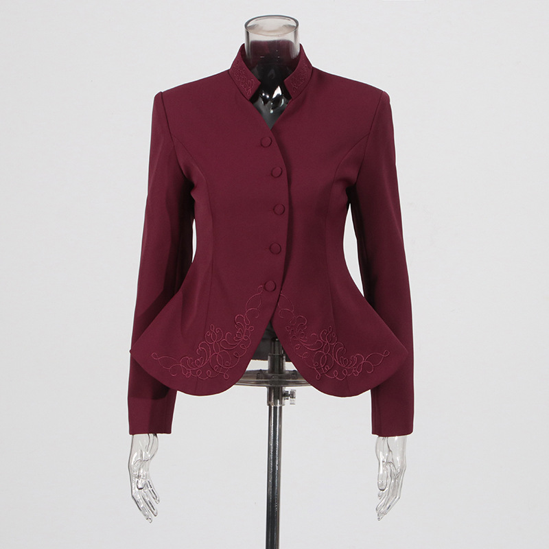 Embroidery skirt coat 2pcs set for women