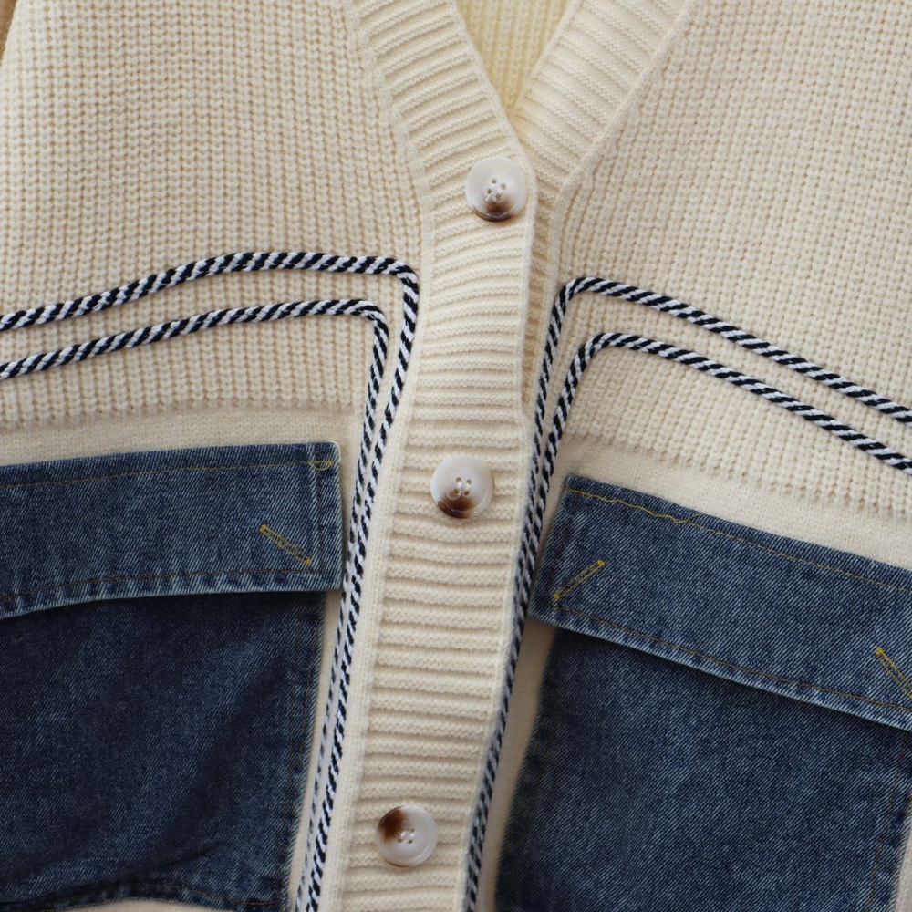 Splice lazy cardigan denim knitted coat
