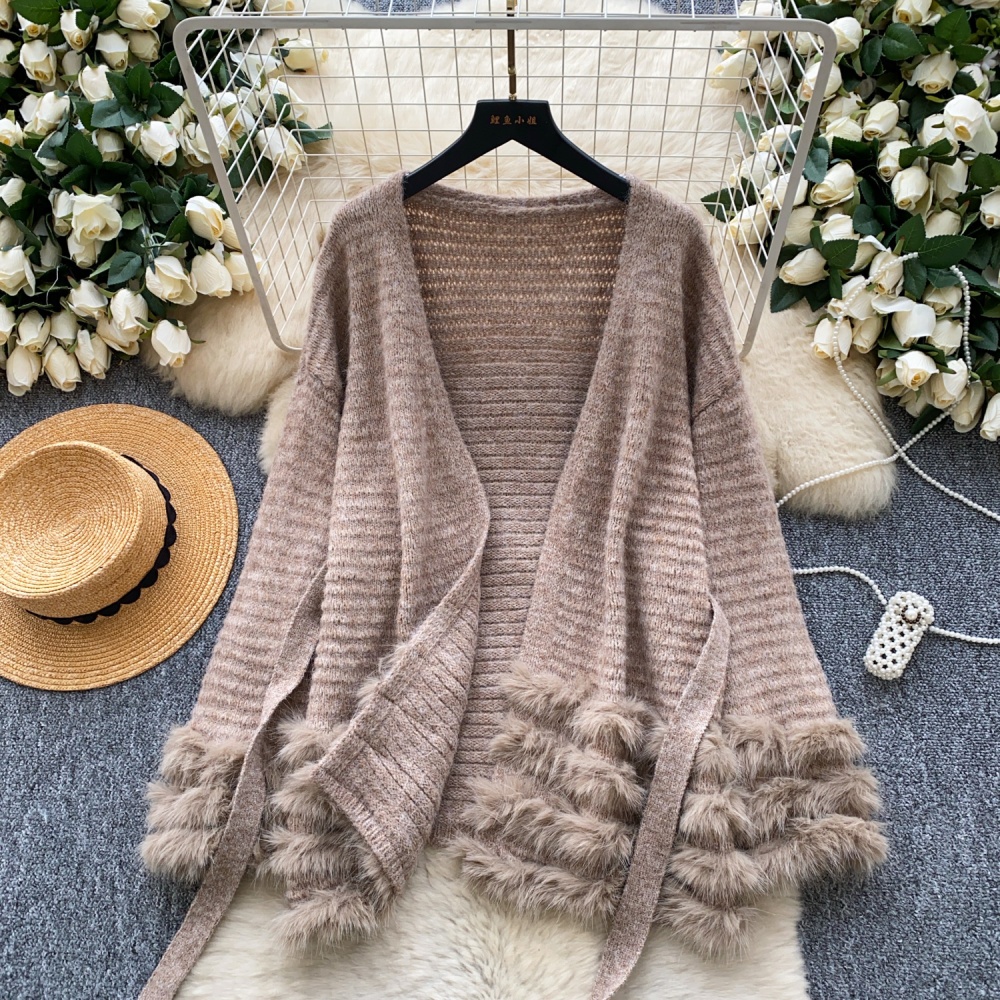 Loose niche sweater long sleeve coat for women