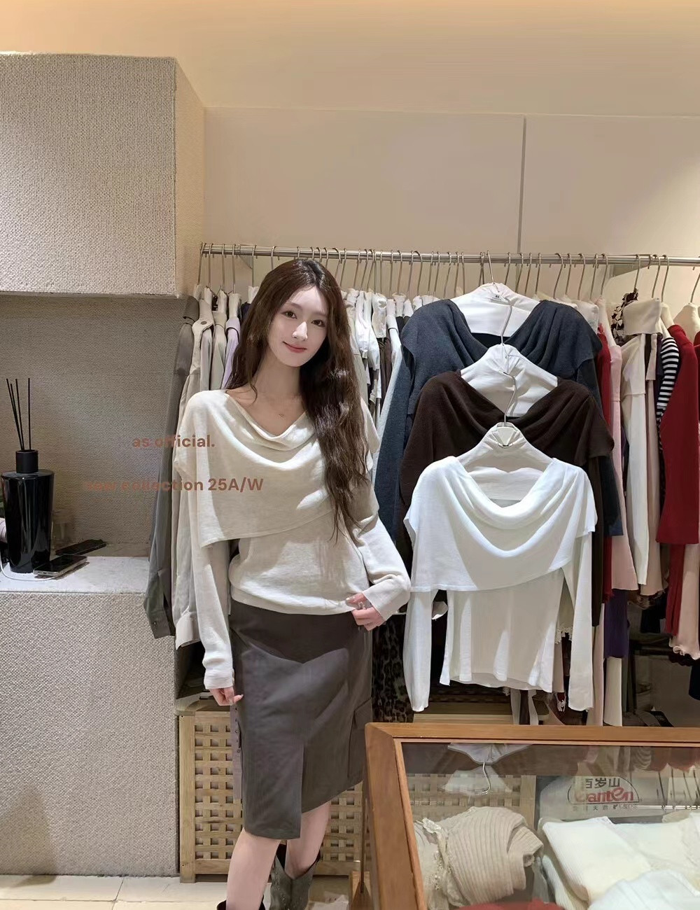 Slim Korean style small shawl knitted small shirt 2pcs set