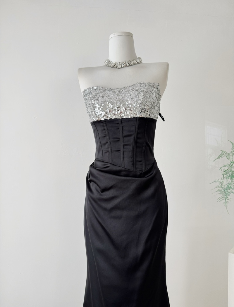 Slim fold evening dress wrapped chest dress for women