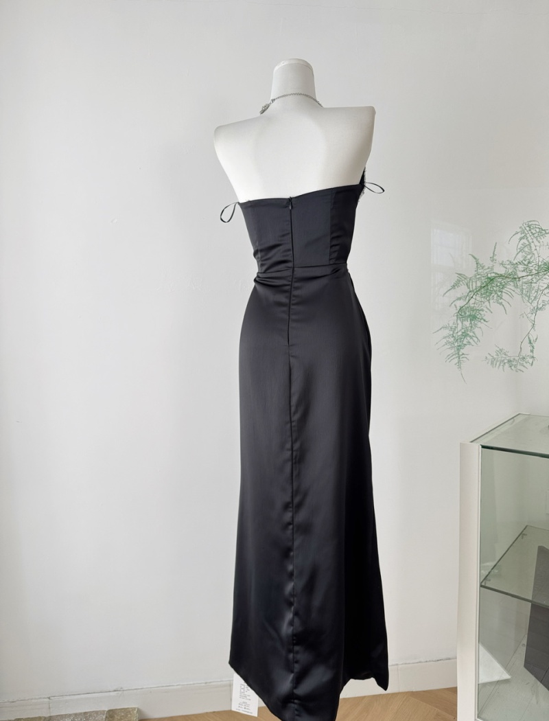 Slim fold evening dress wrapped chest dress for women