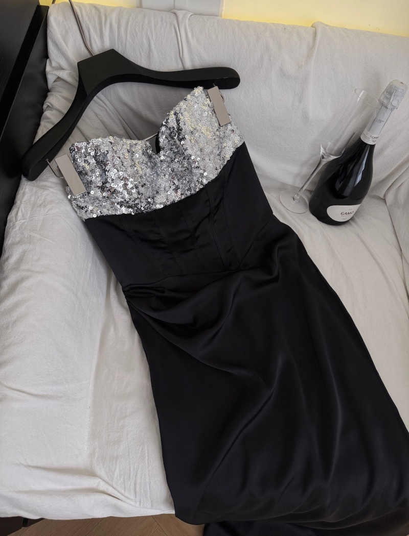 Slim fold evening dress wrapped chest dress for women