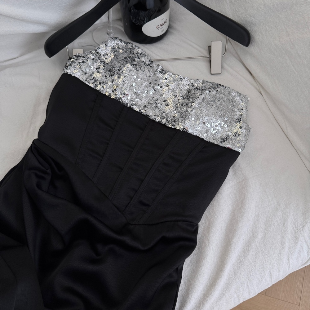 Slim fold evening dress wrapped chest dress for women