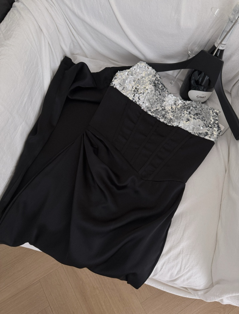 Slim fold evening dress wrapped chest dress for women