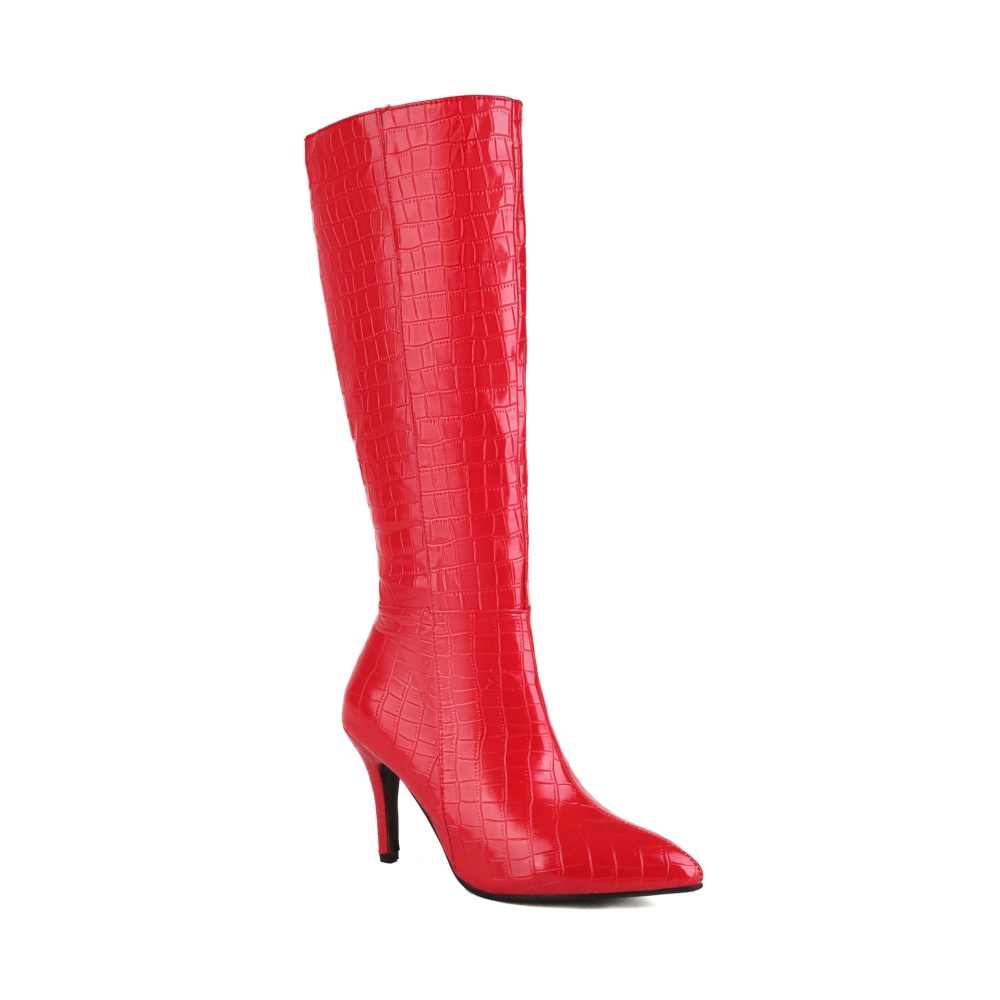 Embossing large yard stilettos European style women's boots