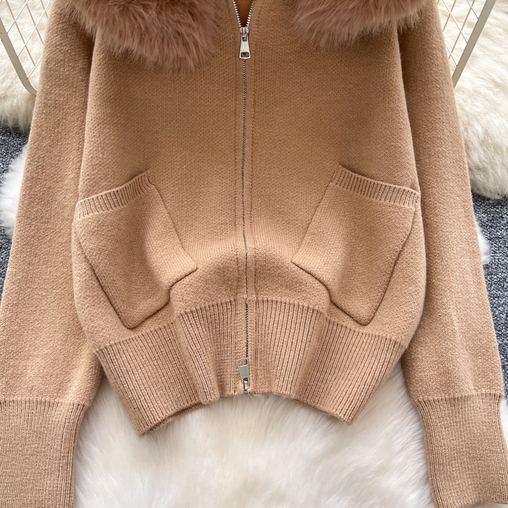 Korean style splice cardigan niche hooded coat for women