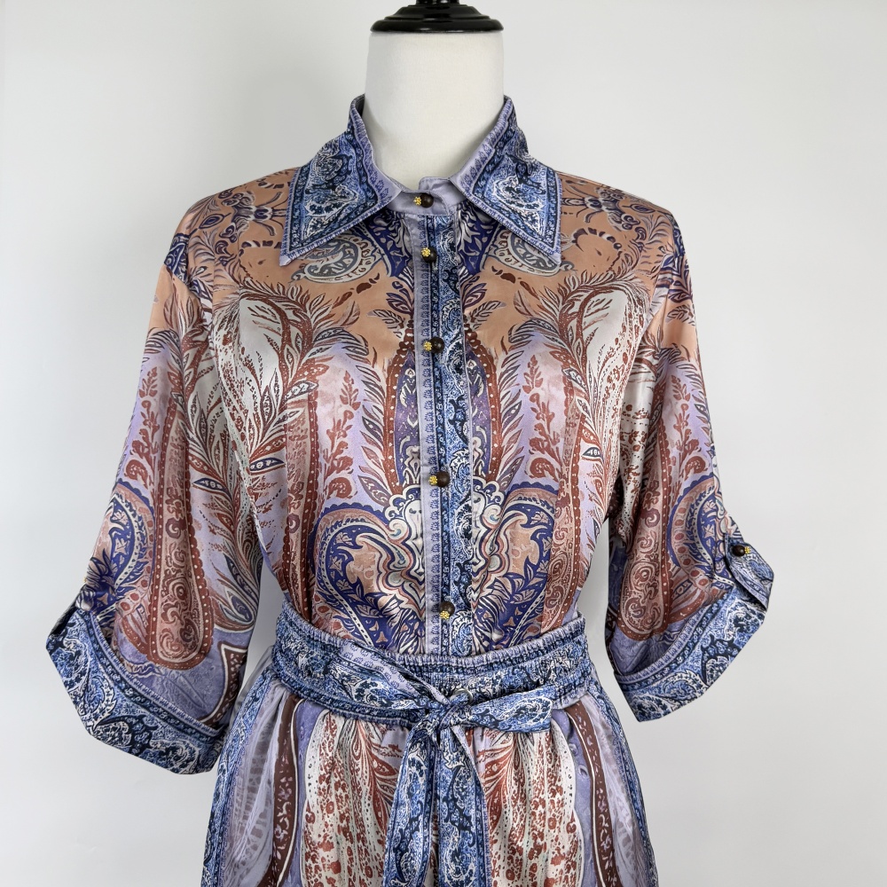 Printing fashion shirt blue long pants a set for women