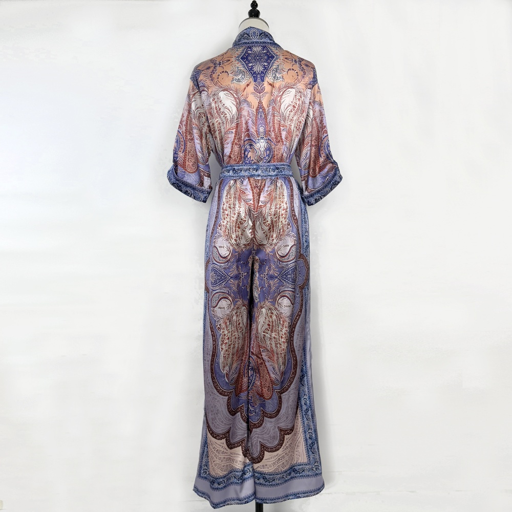 Printing fashion shirt blue long pants a set for women