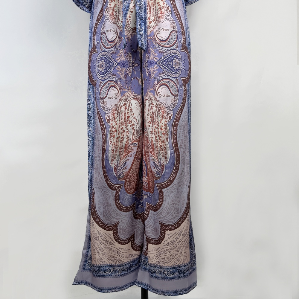 Printing fashion shirt blue long pants a set for women