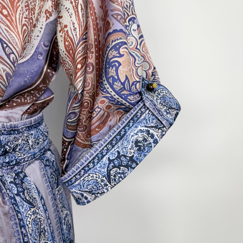 Printing fashion shirt blue long pants a set for women